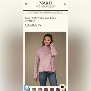 Winter Rose Aran Wool Sweater NWT